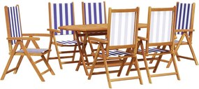 vidaXL Set de masă pentru grădină 7 pcs Albastru și Alb