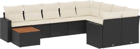 vidaXL Set canapele de grădină cu perne, 10 piese, negru, poliratan