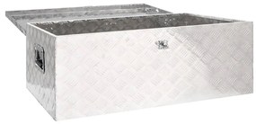Cutie de depozitare, argintiu, 100x55x37 cm, aluminiu 1, Argintiu, 100 x 55 x 37 cm