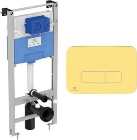 Set rezervor WC cu cadru Ideal Standard ProSys si clapeta Oleas M3 auriu periat