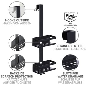 Raft pentru baie negru de agățat din oțel inoxidabil Bribano – Wenko