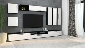 Living haaus Haga V1, Alb Lucios/Negru, MDF, L 360 cm