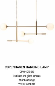 Lustra metal bej cu 4 globuri sticla Copenhagen