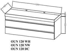 Set dulap baie cu 2 setare glisante si lavoar inclus KolpaSan Naomi 120 cm, dark concrete 1200x450x60 mm