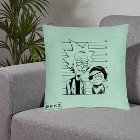 Perna Personalizata Rick si Morty Dosar, 40x40 cm, Verde Menta, Husa Detasabila, Perna Inclusa, BEKZ®
