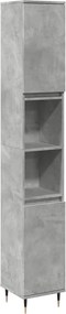 vidaXL Dulap de baie, gri beton, 30x30x190 cm, lemn prelucrat