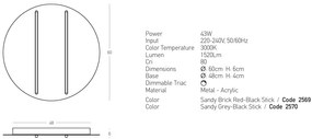 Plafoniera LED 43W 3000K BLACK STICK-BRICK RED ZB-2569