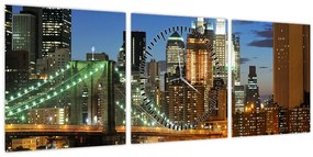 Tablou - Pod cu New York (cu ceas) (90x30 cm)