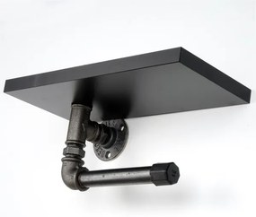 Suport de hârtie igienică cu raft BORU 12x30 cm negru