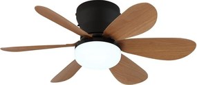 Lustra LED cu Ventilator si telecomanda DELORES negru/ efect de lemn
