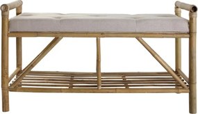 Banchetă cu spătar din bambus natural și bumbac, 100×44×54 cm, „Bamboo"