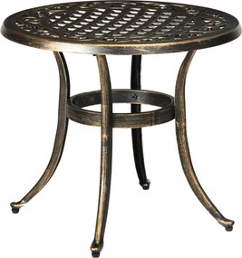 Outsunny Măsuță laterală grădină, masă de grădină rezistentă la intemperii cu cadru din aluminiu turnat, rotundă 60kg Ø60x52,5H cm | Aosom Romania