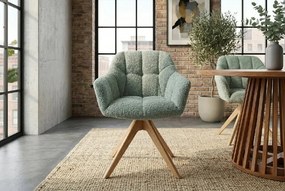 Scaun pivotant PAPILLON tesatura boucle verde salvie/ stejar