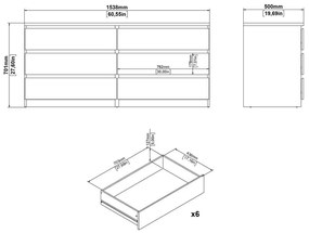 Comodă în culoare naturală cu aspect de lemn de stejar 154x70x50 cm Naia – Tvilum