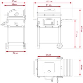Grătar multifuncțional BBQ Avenberg GENIUS+grătar din fontă+plită+piatră pentru pizza