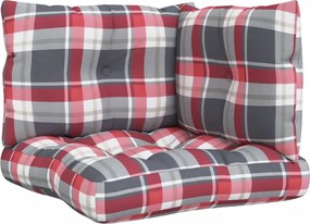 vidaXL Perne pentru paleți, 3 buc., roșu carouri, material textil