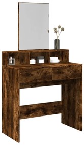 vidaXL Masă de toaletă cu oglindă, stejar fumuriu, 80x41x144,5 cm