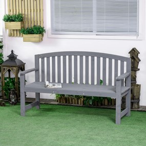 Outsunny Bancă de grădină 2 locuri din lemn, bancă rezistentă la intemperii, mobilier de grădină cu spătar, capacitate 240 kg 143 x 51 x 85 cm, Gri | Aosom Romania
