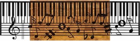 Decoratiune perete ARYA, negru/stejar, metal/lemn, 100x3x30 cm