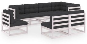 3076675 vidaXL Set mobilier de grădină cu perne, 8 piese, lemn masiv de pin