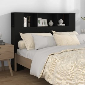 Tablie de pat cu dulap, negru, 140x18,5x104,5 cm Negru, 1