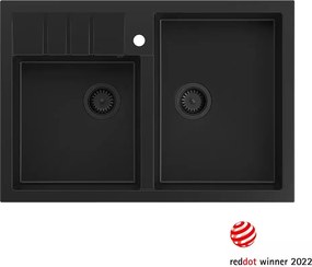 Chiuveta compozit incastrata Quadron Unique Bill 120 negru carbon 90x62 cm