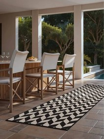 Covor tip traversă pentru interior și exterior negru/crem 80x200 cm Haringey Terrick – Ted Baker