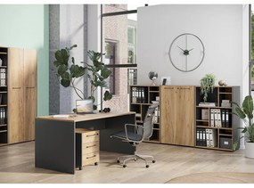 Bibliotecă gri antracit/în culoare naturală cu aspect de lemn de stejar 75x120x40 cm Podium – Germania