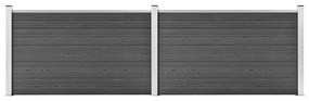 Set de panouri de gard, negru, 353 x 105 cm, WPC 1, Negru, 2 sectiuni