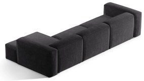 Colțar gri închis cu tapițerie din catifea reiată (cu colț pe partea dreaptă/cu șezlong) Bergamo – Cosmopolitan Design