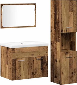 vidaXL Set de mobilier pentru baie cu raft 4 pcs Maro Lemn compozit