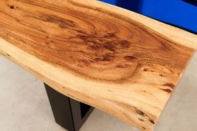 Masuta din lemn de salcam cu rasina epoxidica albastra LIQUID 110cm