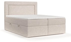 Pat boxspring bej cu spațiu de depozitare 160x200 cm Imagine – Maison de Rêve