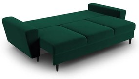 Canapea verde extensibilă, cu spațiu de depozitare cu tapițerie din catifea 235 cm Kyoto – Cosmopolitan Design