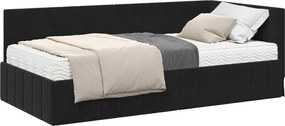 vidaXL Cadru de pat colțar cu saltea cu saltea 2 pcs Negru Catifea