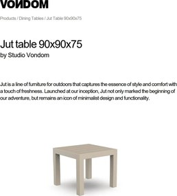 Masa de exterior / interior design modern premium JUT TABLE 90x90cm 44410 Vondom