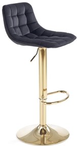 Scaun de bar H120 velvet negru/gold