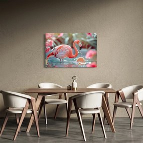 Tablou - Flamingo în iaz (90x60 cm)