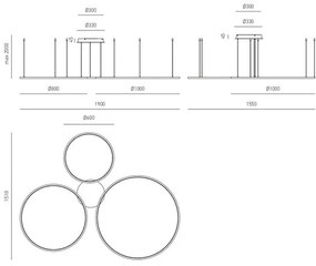 Lustra LED circulara cu 3 inele 100/80/60cm ERIKA