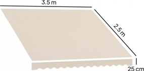 Outsunny Țesătură de schimb pentru copertină cu volan, hidrofugă, țesătură de înlocuire pentru stor, compatibilă 3,5 x 2,5 m, crem | Aosom Romania