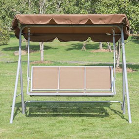 Outsunny Balansoar de Gradina 3 Locuri Schelet in Metal Maro 170 x 112 x 153 cm | Aosom Romania