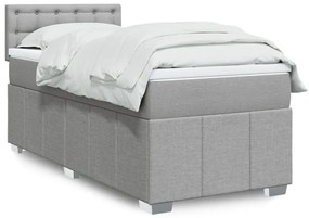 vidaXL Pat box spring cu saltea, gri deschis, 90x190 cm, textil