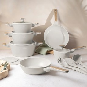 Set oale si tigai 15 piese, manere insertie lemn Sahara Nordic Berlinger Haus BH 8325, inductie, design modern