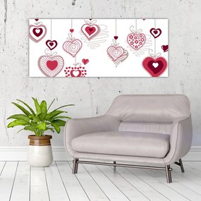 Tablou cu inimiore pictate (120x50 cm)