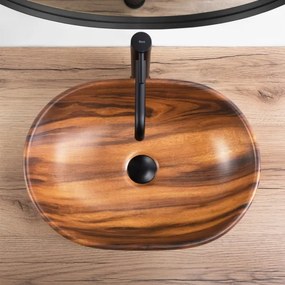 REA-U5060 - Lavoar pentru blat AMELIA 34,5x48 cm ceramică/decor lemn