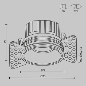 Spot LED incastrabil design tehnic Round D-11,5cm alb
