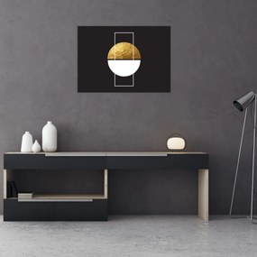 Tablou pe sticlă - Abstracție de aur și negru N⁰1 (70x50 cm)