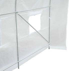 Outsunny sera gradine3,5 x 2 x 2 m, cadru mare din otel galvanizat, tunel din polietilene pentru gradina,  alb | Aosom Romania