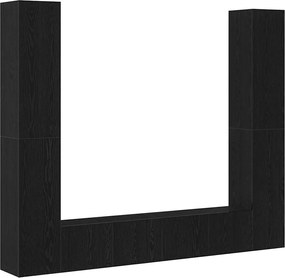 vidaXL Set comodă TV Pe perete Stejar Negru Lemn compozit