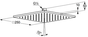 Palarie dus patrata Kludi A-QA 250x250 mm crom Crom lucios